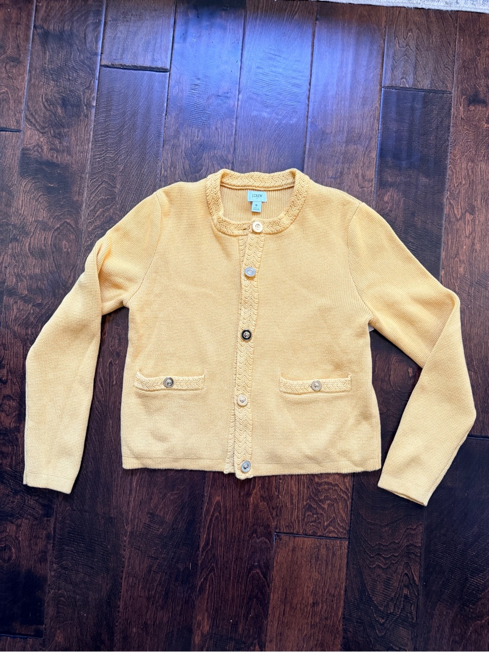 J. Crew Sunflower Yellow Knit Button-Front Cardigan 100% cotton cardigan